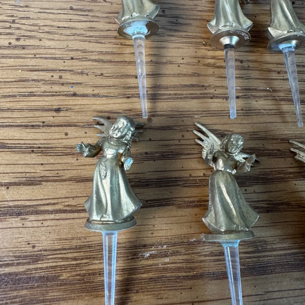 Set of 23 Vintage Gold Tone Angel Christmas Pick‎ Ornaments 1.5 inch